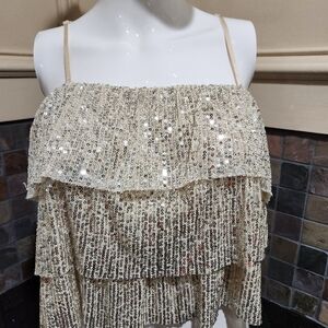 Originality Gold Sequin Layered Top